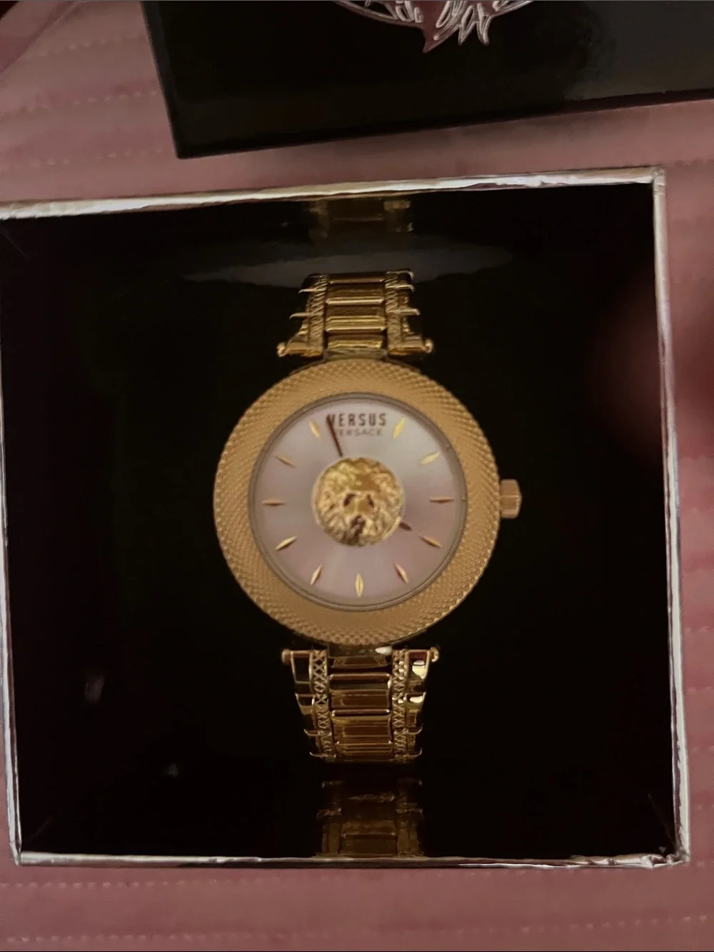 Versus Versace Gold-Tone Lion Head Bracelet Watch